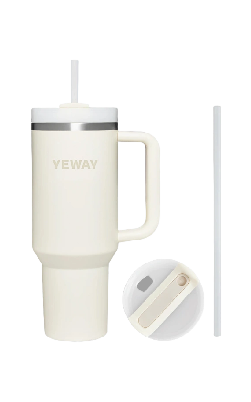 Custom 40oz stainless steel tumbler with handle and straw for OEM wholesale drinkware manufacturing projects